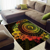 Vanuatu Area Rug Hibisus Polynesian Pattern Reggae - Polynesian Pride