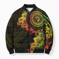 Vanuatu Bomber Puffer Jacket Hibisus Polynesian Pattern Reggae - Polynesian Pride