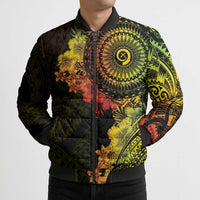 Vanuatu Bomber Puffer Jacket Hibisus Polynesian Pattern Reggae - Polynesian Pride