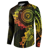 Vanuatu Button Sweatshirt Hibisus Polynesian Pattern Reggae - Polynesian Pride