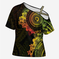 Vanuatu Cross Shoulder Shirt Hibisus Polynesian Pattern Reggae - Polynesian Pride