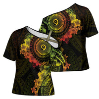 Vanuatu Cross Shoulder Shirt Hibisus Polynesian Pattern Reggae - Polynesian Pride