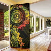 Vanuatu Door Cover Hibisus Polynesian Pattern Reggae - Polynesian Pride