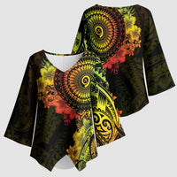 Vanuatu Kimono Sleeve Blouse Hibisus Polynesian Pattern Reggae - Polynesian Pride