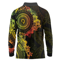 Vanuatu Long Sleeve Polo Shirt Hibisus Polynesian Pattern Reggae - Polynesian Pride