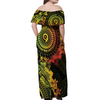 Vanuatu Off Shoulder Maxi Dress Hibisus Polynesian Pattern Reggae - Polynesian Pride