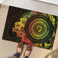 Vanuatu Rubber Doormat Hibisus Polynesian Pattern Reggae - Polynesian Pride