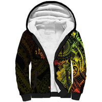 Vanuatu Sherpa Hoodie Hibisus Polynesian Pattern Reggae - Polynesian Pride