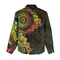 Vanuatu Women Casual Shirt Hibisus Polynesian Pattern Reggae - Polynesian Pride