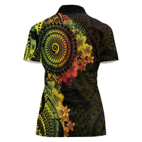 Vanuatu Women Polo Shirt Hibisus Polynesian Pattern Reggae LT14 - Polynesian Pride