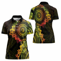Vanuatu Women Polo Shirt Hibisus Polynesian Pattern Reggae LT14 - Polynesian Pride