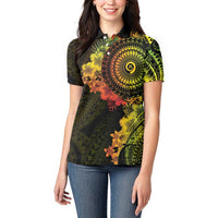 Vanuatu Women Polo Shirt Hibisus Polynesian Pattern Reggae LT14 - Polynesian Pride