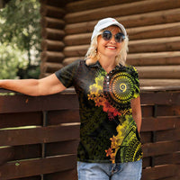Vanuatu Women Polo Shirt Hibisus Polynesian Pattern Reggae LT14 - Polynesian Pride