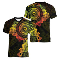 Vanuatu Women V-Neck T-Shirt Hibisus Polynesian Pattern Reggae LT14 - Polynesian Pride