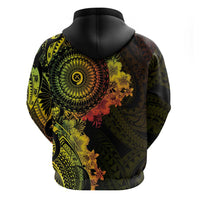 Vanuatu Zip Hoodie Hibisus Polynesian Pattern Reggae - Polynesian Pride
