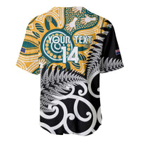 New Zealand Australia Rugby Custom Baseball Jersey Wallabies Aboriginal All Black Maori Tiki Together - Polynesian Pride