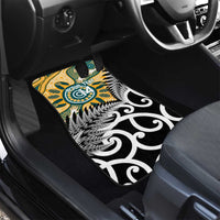 New Zealand Australia Rugby Car Mats Wallabies Aboriginal All Black Maori Tiki Together - Polynesian Pride