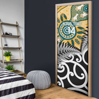 New Zealand Australia Rugby Door Cover Wallabies Aboriginal All Black Maori Tiki Together - Polynesian Pride