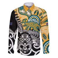 New Zealand Australia Rugby Custom Family Matching Off Shoulder Short Dress and Hawaiian Shirt Wallabies Aboriginal All Black Maori Tiki Together - Polynesian Pride