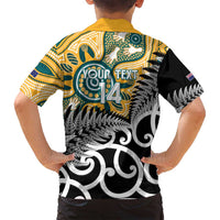 New Zealand Australia Rugby Custom Family Matching Tank Maxi Dress and Hawaiian Shirt Wallabies Aboriginal All Black Maori Tiki Together - Polynesian Pride