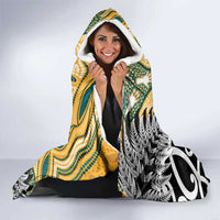 New Zealand Australia Rugby Hooded Blanket Wallabies Aboriginal All Black Maori Tiki Together - Polynesian Pride