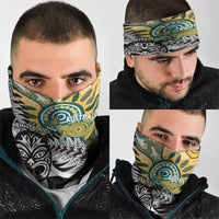 New Zealand Australia Rugby Neck Gaiter Wallabies Aboriginal All Black Maori Tiki Together - Polynesian Pride