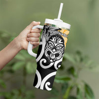 New Zealand Australia Rugby Tumbler With Handle Wallabies Aboriginal All Black Maori Tiki Together - Polynesian Pride