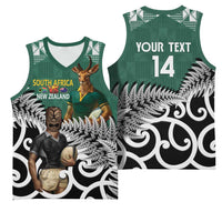 New Zealand South Africa Rugby Custom Basketball Jersey Springboks Kente All Black Maori Together - Polynesian Pride