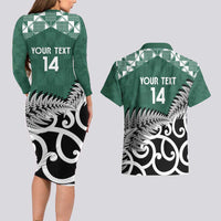 New Zealand South Africa Rugby Custom Couples Matching Long Sleeve Bodycon Dress and Hawaiian Shirt Springboks Kente All Black Maori Together - Polynesian Pride