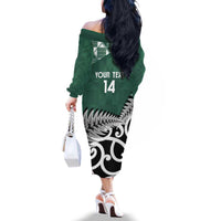 New Zealand South Africa Rugby Custom Family Matching Off The Shoulder Long Sleeve Dress and Hawaiian Shirt Springboks Kente All Black Maori Together - Polynesian Pride