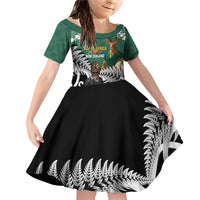 New Zealand South Africa Rugby Custom Family Matching Off Shoulder Short Dress and Hawaiian Shirt Springboks Kente All Black Maori Together - Polynesian Pride