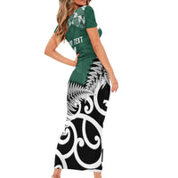 New Zealand South Africa Rugby Custom Family Matching Short Sleeve Bodycon Dress and Hawaiian Shirt Springboks Kente All Black Maori Together - Polynesian Pride