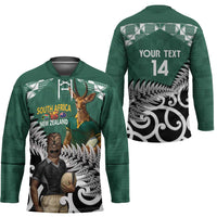 New Zealand South Africa Rugby Custom Hockey Jersey Springboks Kente All Black Maori Together - Polynesian Pride