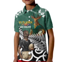 New Zealand South Africa Rugby Custom Kid Polo Shirt Springboks Kente All Black Maori Together - Polynesian Pride