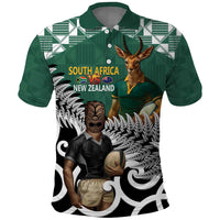New Zealand South Africa Rugby Custom Polo Shirt Springboks Kente All Black Maori Together - Polynesian Pride