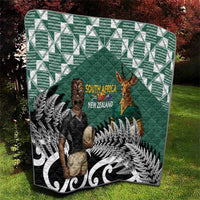 New Zealand South Africa Rugby Quilt Springboks Kente All Black Maori Together - Polynesian Pride