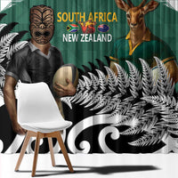 New Zealand South Africa Rugby Window Curtain Springboks Kente All Black Maori Together - Polynesian Pride