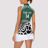 New Zealand South Africa Rugby Custom Women Sleeveless Polo Shirt Springboks Kente All Black Maori Together - Polynesian Pride