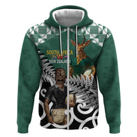 New Zealand South Africa Rugby Custom Zip Hoodie Springboks Kente All Black Maori Together - Polynesian Pride