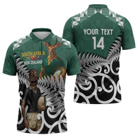 New Zealand South Africa Rugby Custom Zipper Polo Shirt Springboks Kente All Black Maori Together - Polynesian Pride