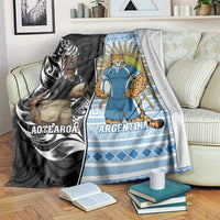 New Zealand Argentina Rugby Blanket 2025 Los Pumas All Black Together LT14 Black - Polynesian Pride
