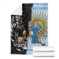New Zealand Argentina Rugby Blanket 2025 Los Pumas All Black Together LT14 - Polynesian Pride
