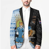 New Zealand Argentina Rugby Custom Blazer 2025 Los Pumas All Black Together - Polynesian Pride