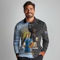 New Zealand Argentina Rugby Custom Long Sleeve Polo Shirt 2025 Los Pumas All Black Together - Polynesian Pride