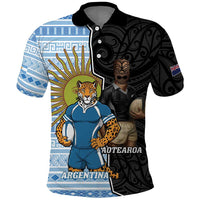 New Zealand Argentina Rugby Custom Polo Shirt 2025 Los Pumas All Black Together - Polynesian Pride