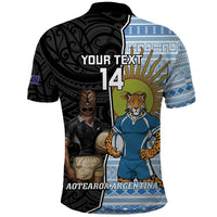 New Zealand Argentina Rugby Custom Polo Shirt 2025 Los Pumas All Black Together - Polynesian Pride