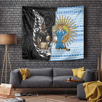 New Zealand Argentina Rugby Tapestry 2025 Los Pumas All Black Together - Polynesian Pride