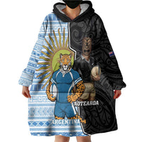 New Zealand Argentina Rugby Custom Wearable Blanket Hoodie 2025 Los Pumas All Black Together - Polynesian Pride