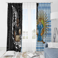 New Zealand Argentina Rugby Window Curtain 2025 Los Pumas All Black Together - Polynesian Pride