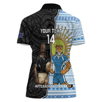 New Zealand Argentina Rugby Custom Women Polo Shirt 2025 Los Pumas All Black Together - Polynesian Pride